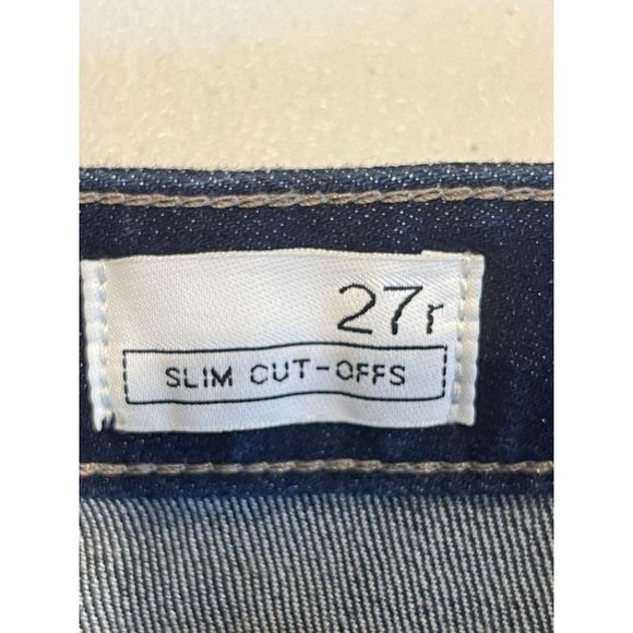 Gap 1969 Womens Slim Cut Off Maddie Shorts Mid Rise Raw Hem Dark Wash Size 27 - Picture 7 of 9